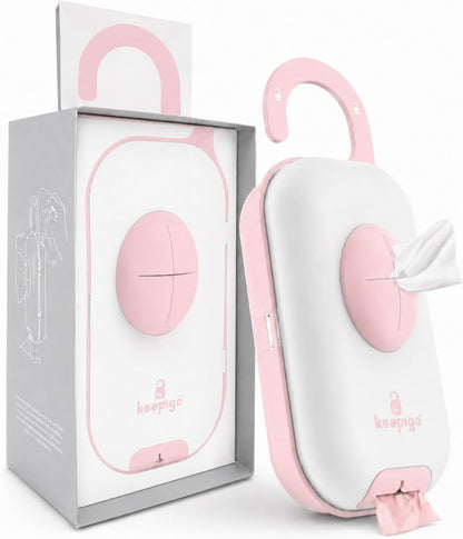 | Baby Pink Diaper Bag Wipe Dispenser | 3-In-1 Portable Diaper Caddy Organizer, Baby Wipe Holder with Disposable Bags | Baby Essentials for Newborns, Toddlers, Travel & Baby Shower Gifts