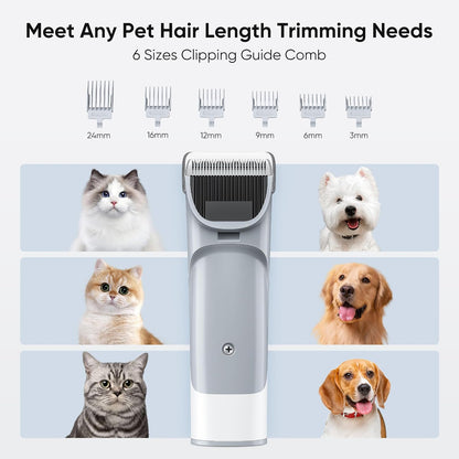 Pet Grooming Vacuum Kit for Cats and Dogs, 2.5L Dust Cup | 3 Suction Modes and 5 Groomer Tools, Low Noise for Cats, Dogs Other Animals Hair Trimmer, White