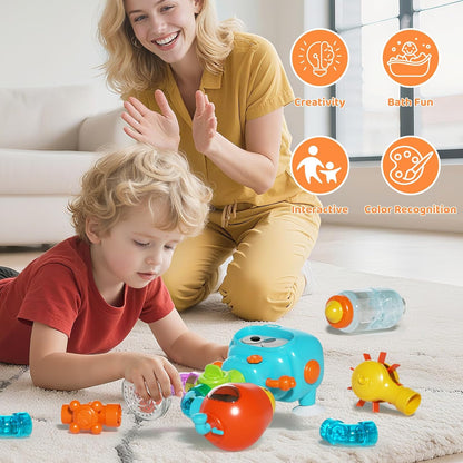 Bath Toys for Kids Ages 4-8, DIY Assembly Water Pipe Building Kit, Interactive Water Toy for Toddlers 3-5, Educational STEM Learning Gift for Boys and Girls
