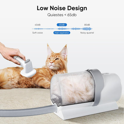 Pet Grooming Vacuum Kit for Cats and Dogs, 2.5L Dust Cup | 3 Suction Modes and 5 Groomer Tools, Low Noise for Cats, Dogs Other Animals Hair Trimmer, White