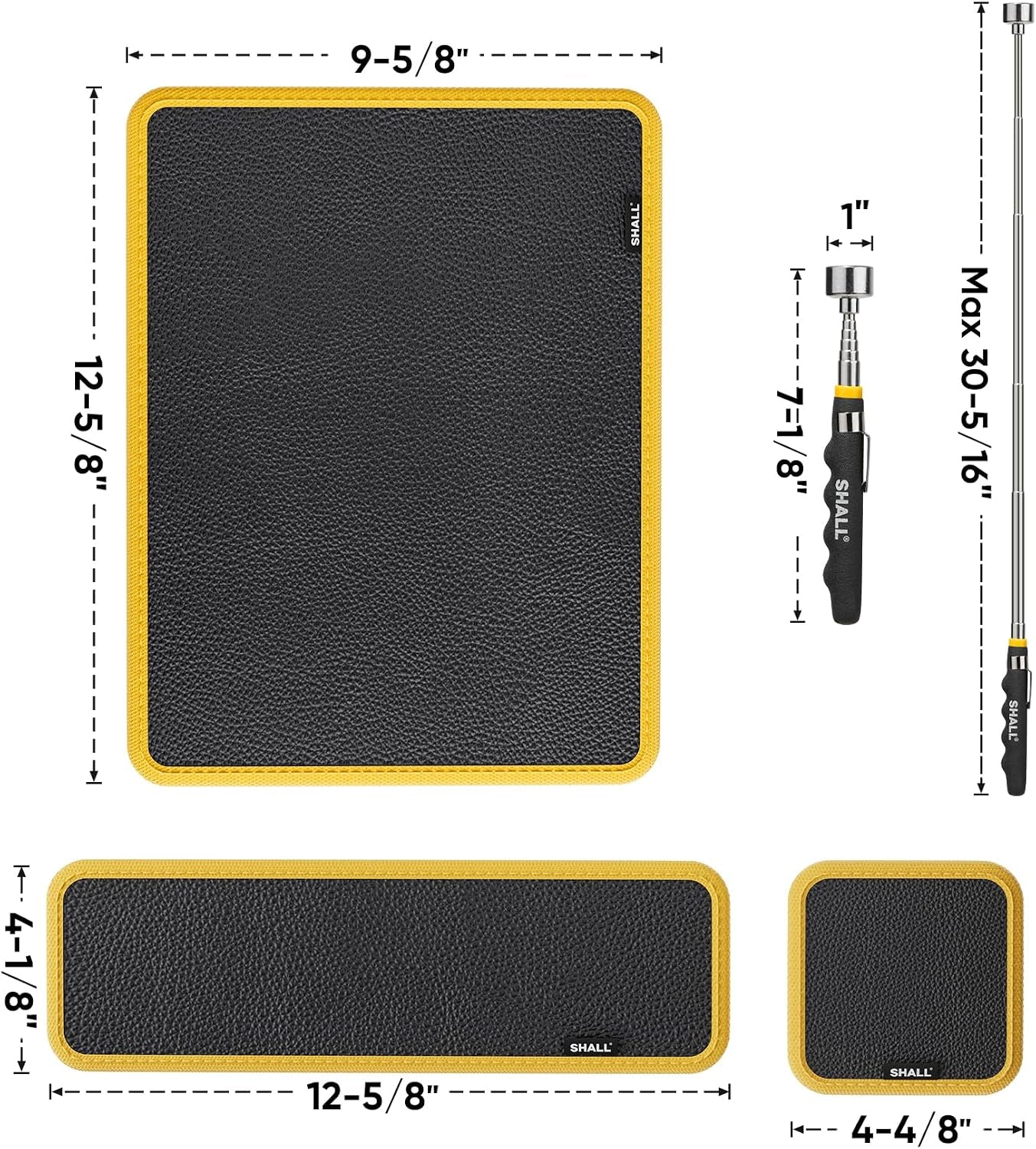 3-Piece Magnetic Tool Parts Mat and Telescoping Magnetic Pickup Tool, Flexible Magnetic Tool Holder Pad W/ 83 Built-In-Magnets & 25LBS Pull Force Extendable Magnet for Mechanic Wrench Screw Bolt