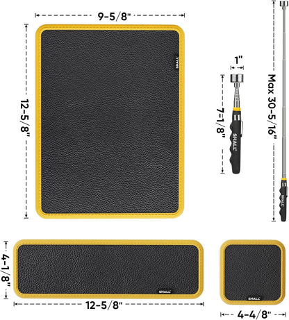 3-Piece Magnetic Tool Parts Mat and Telescoping Magnetic Pickup Tool, Flexible Magnetic Tool Holder Pad W/ 83 Built-In-Magnets & 25LBS Pull Force Extendable Magnet for Mechanic Wrench Screw Bolt
