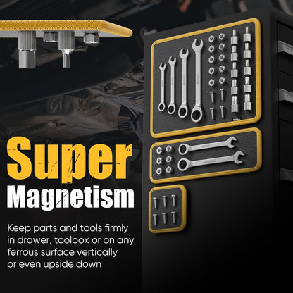 3-Piece Magnetic Tool Parts Mat and Telescoping Magnetic Pickup Tool, Flexible Magnetic Tool Holder Pad W/ 83 Built-In-Magnets & 25LBS Pull Force Extendable Magnet for Mechanic Wrench Screw Bolt